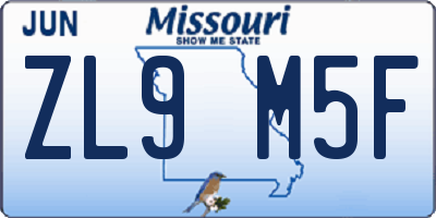 MO license plate ZL9M5F