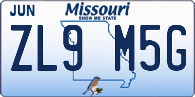 MO license plate ZL9M5G