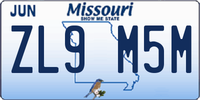 MO license plate ZL9M5M