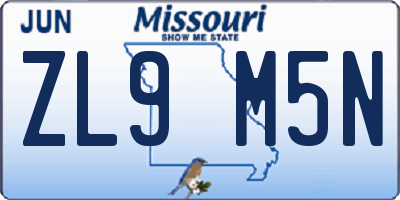 MO license plate ZL9M5N
