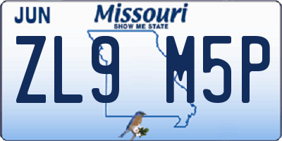 MO license plate ZL9M5P