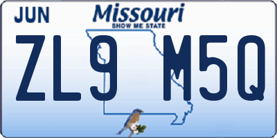 MO license plate ZL9M5Q
