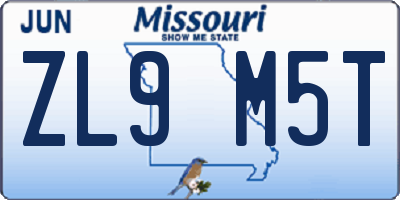 MO license plate ZL9M5T