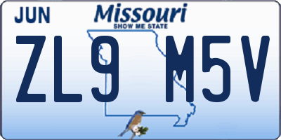 MO license plate ZL9M5V