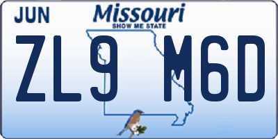 MO license plate ZL9M6D