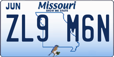 MO license plate ZL9M6N