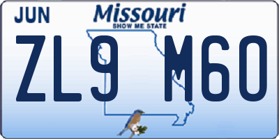 MO license plate ZL9M6O