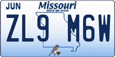 MO license plate ZL9M6W