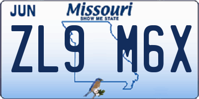 MO license plate ZL9M6X