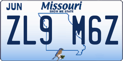 MO license plate ZL9M6Z