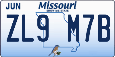 MO license plate ZL9M7B