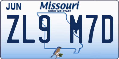 MO license plate ZL9M7D