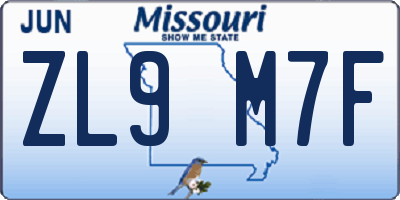 MO license plate ZL9M7F