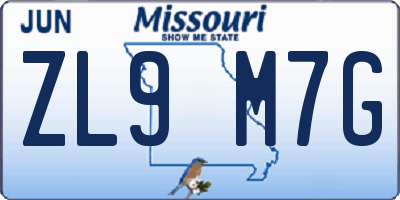 MO license plate ZL9M7G
