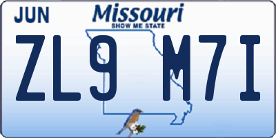 MO license plate ZL9M7I