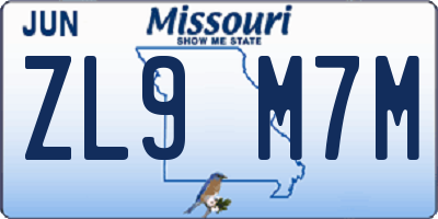 MO license plate ZL9M7M