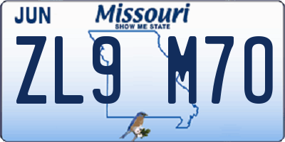 MO license plate ZL9M7O