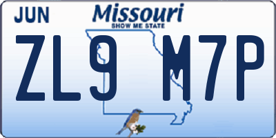 MO license plate ZL9M7P
