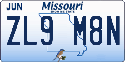 MO license plate ZL9M8N