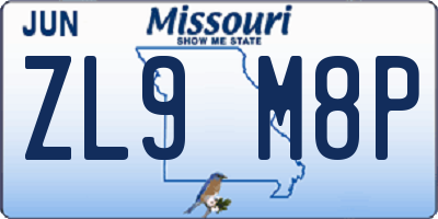 MO license plate ZL9M8P