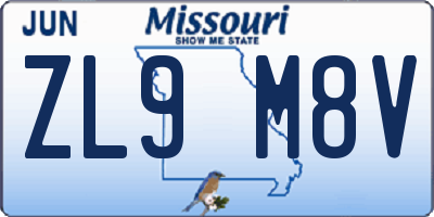 MO license plate ZL9M8V
