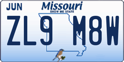 MO license plate ZL9M8W