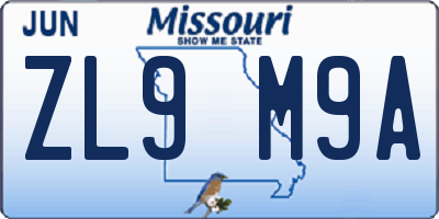 MO license plate ZL9M9A