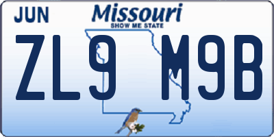 MO license plate ZL9M9B