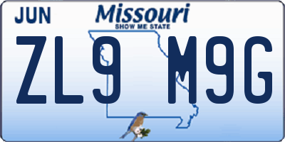 MO license plate ZL9M9G