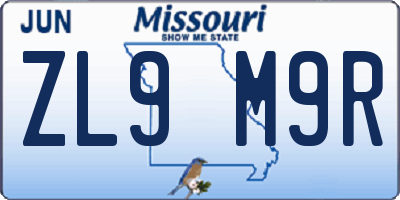 MO license plate ZL9M9R