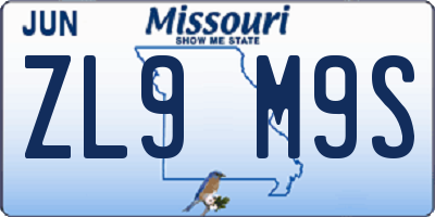 MO license plate ZL9M9S
