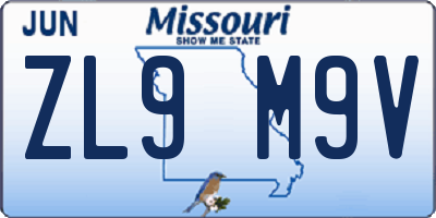 MO license plate ZL9M9V