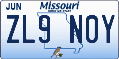 MO license plate ZL9N0Y