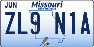 MO license plate ZL9N1A