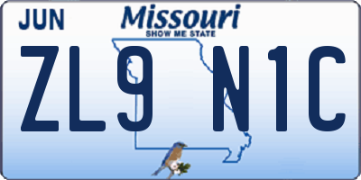MO license plate ZL9N1C
