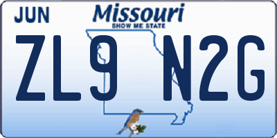 MO license plate ZL9N2G