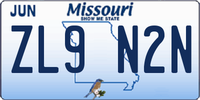 MO license plate ZL9N2N