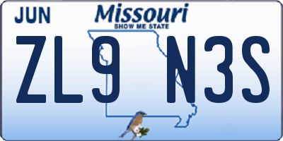 MO license plate ZL9N3S