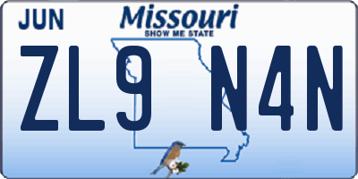 MO license plate ZL9N4N