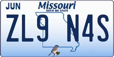 MO license plate ZL9N4S