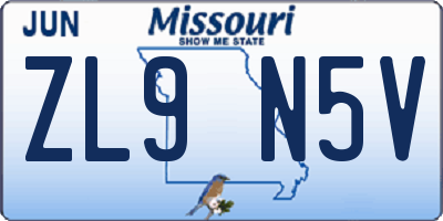 MO license plate ZL9N5V