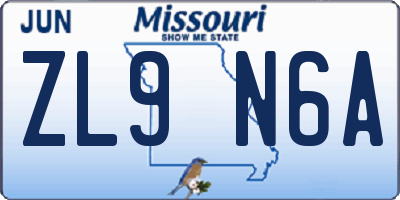 MO license plate ZL9N6A