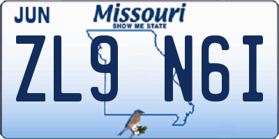 MO license plate ZL9N6I