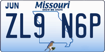 MO license plate ZL9N6P