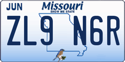 MO license plate ZL9N6R