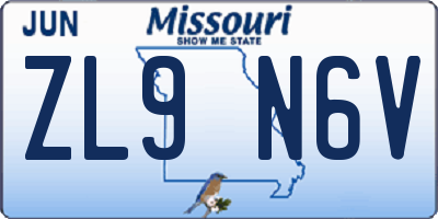 MO license plate ZL9N6V