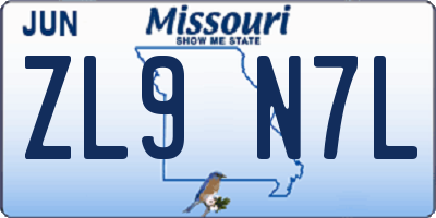 MO license plate ZL9N7L