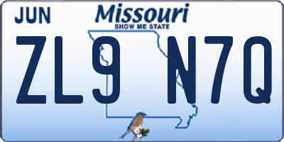 MO license plate ZL9N7Q