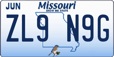 MO license plate ZL9N9G