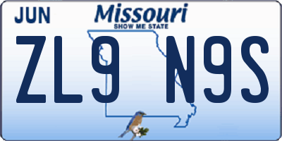 MO license plate ZL9N9S